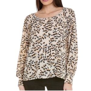 CAbi Round Trip Blouse Style 4335 Animal Print Size Large Lightweight